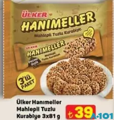 ÜLKER HANIMELLER MAHLEPLİ TUZLU KURABİYE 3X81 G